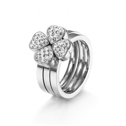 Кольцо под серебро с кристаллами "Счастье в любви"