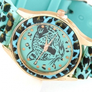 Бирюзовые часы с леопардовым принтом 